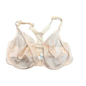 Vintage Bali Bra 36D Sheer Mesh Underwire Champagne 80s 90s Lingerie